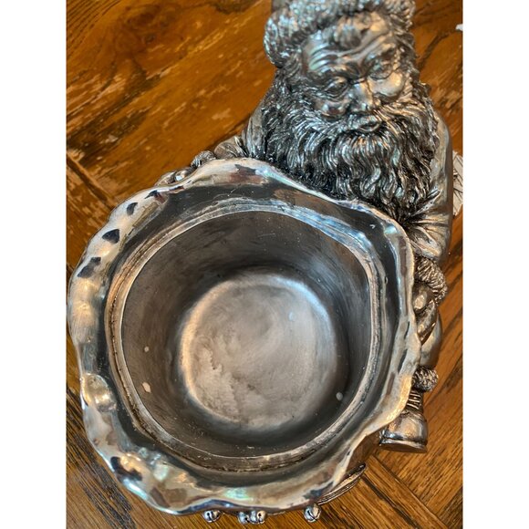 Vintage 1999 Royal Gallery Collection Silver-Toned Metal Lidded Santa Jar - Picture 8 of 11